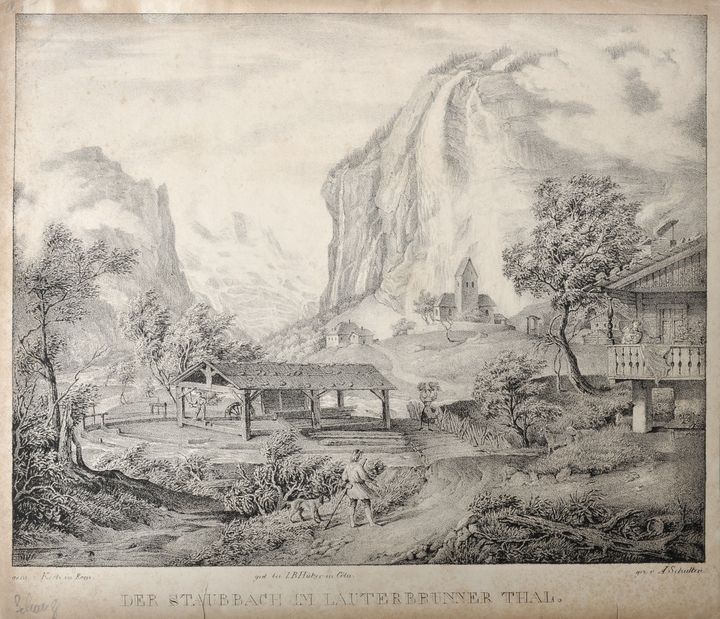 Kanton Bern. Konvolut 5 Ansichten. a) "A. Meyringen." Lithografie von J. Jacottet (fig. Bayot) - Image 7 of 7