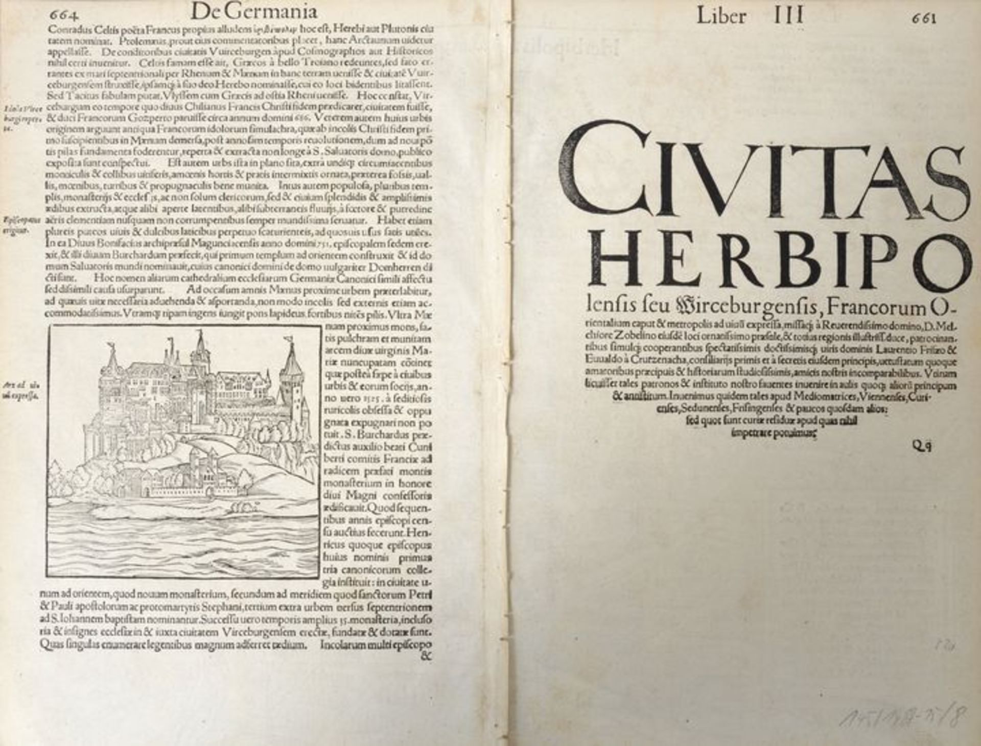 Würzburg. Konvolut von acht Ansichten. a) "Herbipolis occide(n)s Würtzpurg". Holzschnitt von - Bild 2 aus 8