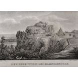 Blankenburg. Zwei Ansichten. a) "Das Schloß zu Blanckenburg". Kupferstich von A. A. Beck, um 1780.