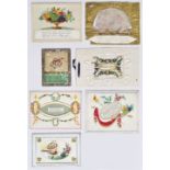 Konvolut Biedermeier-Glückwunschkarten/ Kunstbilletts, 1. H. 19. Jh. Sieben St. Miniaturbildchen mit