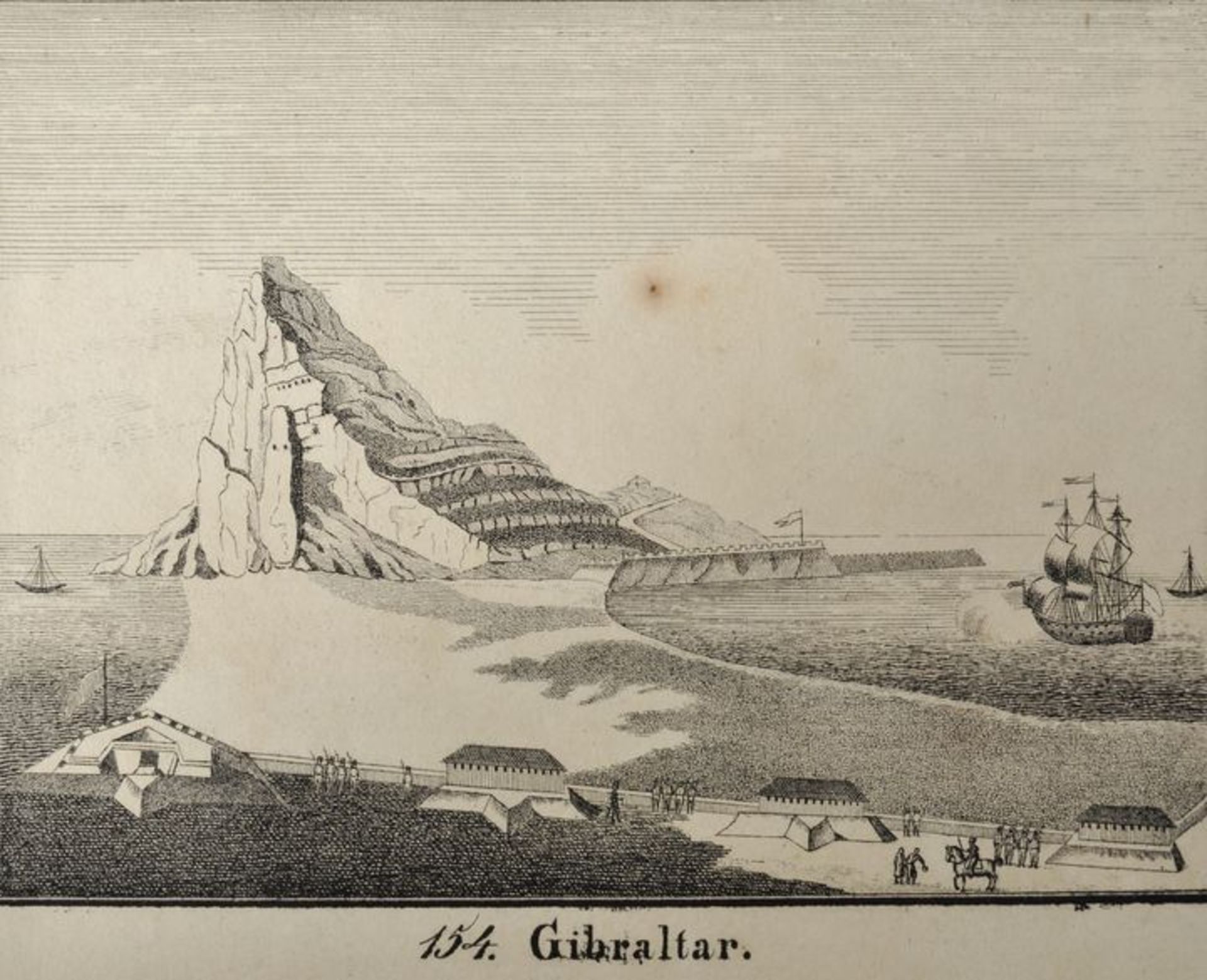 Gibraltar. 17 Ansichten. a) Seestück mit dem Felsen von Gibraltar. Kupferstich von Pieter Schenk - Bild 2 aus 7