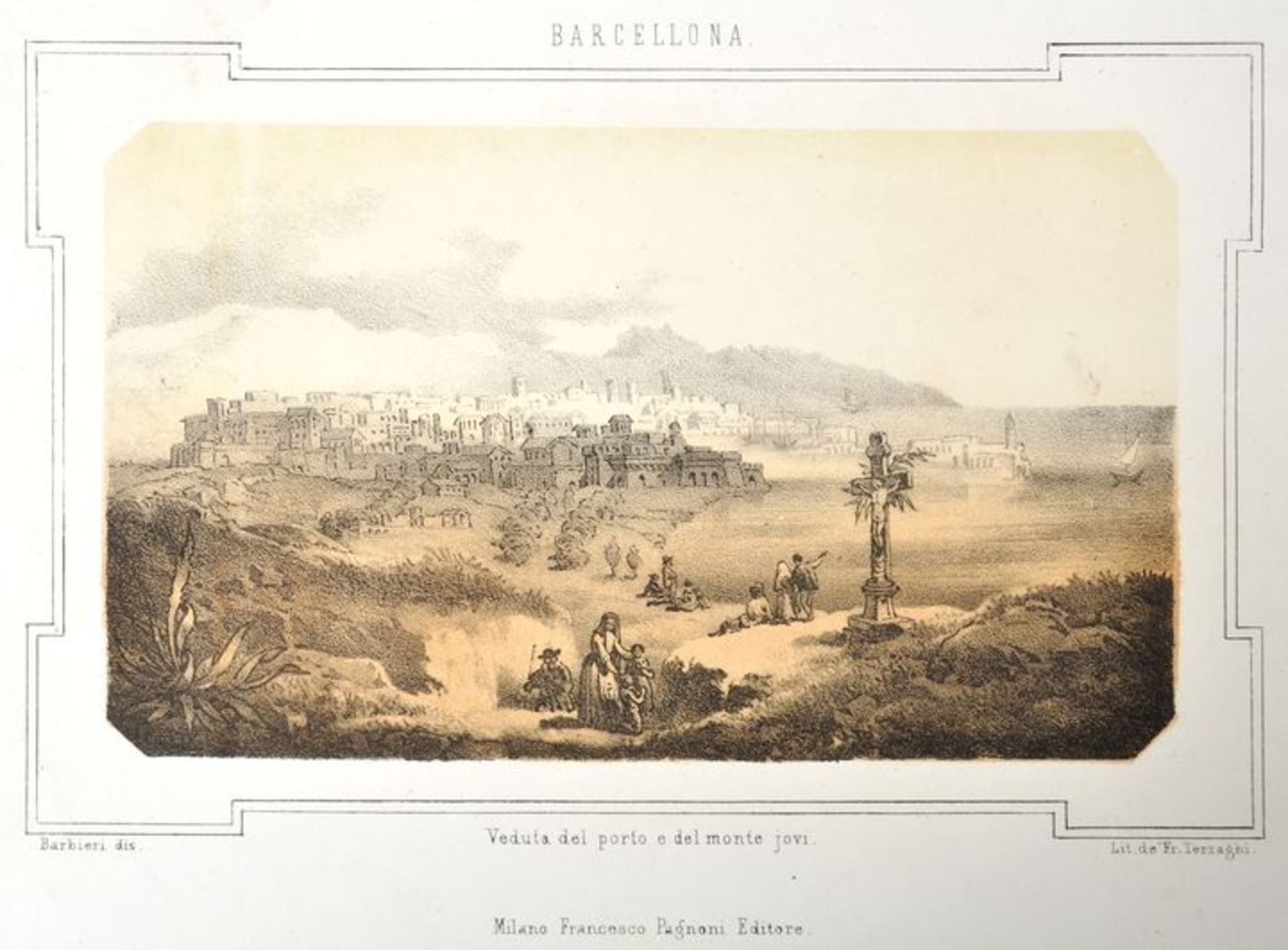 Barcelona. 27 Ansichten. a) Vedute. Lithographie von Gustav Schmelzer, um 1850. Altkoloriert. 10,5 x - Bild 6 aus 7