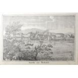 Biebrich. Fünf Anichten. a) "Ansicht von Biebrich." Kupferstich um 1800. 7,9 x 12,6 cm (
