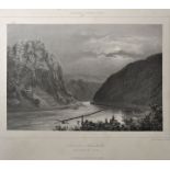 Loreley. Zwei Ansichten. a) "Lurley-Felsen." Lithographie von Lemercier nach Billmark. Paris um