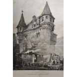 Rhein. Sieben Ansichten. a) "Oberwesel". Aquatintaradierung von J. J. Tanner, um 1850. 12,3 x 17,6