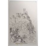 Schloss Ehrenburg. Ansicht. "Schloss Ehrenburg near the Moselle". Federlithographie (?) auf