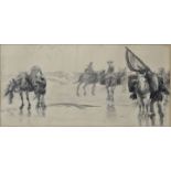 Kley, Heinrich. 1863 Karlsruhe-1945 München Fischer mit Pferden. Tuschfederzeichnung, weiß gehöht,
