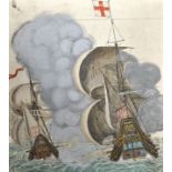 Seekrieg. Fünf Darstellungen. Kolorierte Kupferstiche, wohl 2. Hälfte des 18. Jahrh. Ca. 20 x 16 bis