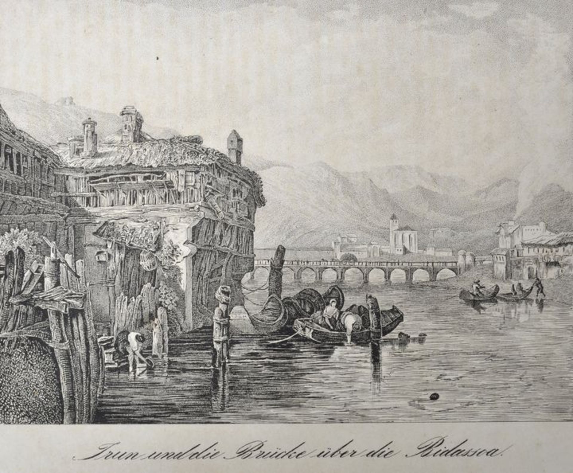 Spanien. Zehn Ansichten. a) "Almeria". Belebte Szene vor osmanischem Stadttor. Lavierte - Bild 5 aus 7