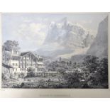 Kanton Bern. Konvolut 7 Ansichten. a) "Glacier de Grindelwald." blau getönte Lithografie nach