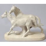 Tiergruppe Zwei Pferde, Katzhütte, Hertwig & Co., um 1920 Steingut/ Keramik, cremefarbene Glasur.