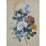 Unbekannt, um 1820 Stillleben mit Blumenstrauß. Aquarell auf Bütten, Erhaltung beeinträchtigt. 34,