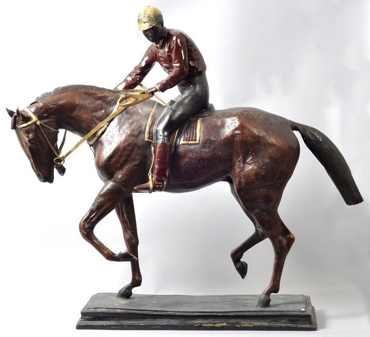 Bonheur, Isidore Jules. 1827-1901 Große Bronze Jockey auf Rennpferd (Le Grand Jokey) . Bronze,