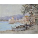 Spero, Claude. Tätig um 1900 Im Hafen von Rapallo. Aquarell, re. u. sign. und ortsbezeichnet. 28 x