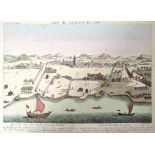 Indien. 10 Ansichten. a) "Vue de la ville de Goa." kol. Kupferstich (Guckkastenbild) von Nabholtz.