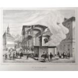 Wiesbaden. Sechs Ansichten. a) "Der Kursaal". Kupferstich um 1800. 8,6 x 13,8 cm (Darstellung), 14 x
