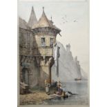 Braubach. Ansicht. "Braubach on the Rhine". Kolorierte Lithographie um 1860. 40,5 x 27,5 cm (