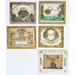 Konvolut Freundschaftskarten/ Kunstbilletts, Wien, 1. H. 19. Jh. Fünf St. Miniaturbildchen mit