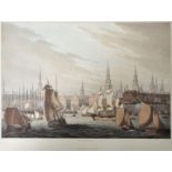 Hamburg. 2 Ansichten. a) "Hamburgh." kol. Aquatinta. Verlag R. Bowyer, Pall Mall, 1814. 30,7 x 40,