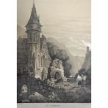 Trechtingshausen. Ansicht. "St. Clement." Lithographie mit Tonplatte nach S. Prout, um 1850. 26,0