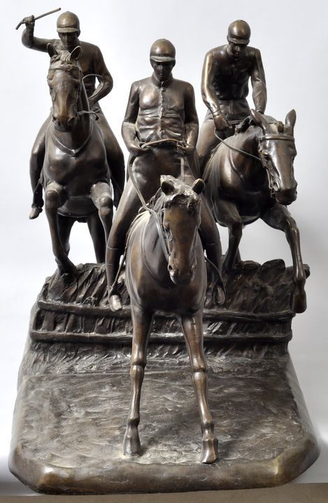 Bonheur, Isidore Jules. 1827-1901 Bordeaux Reitergruppe Steeplechase-Rennen: 3 Pferde beim - Image 3 of 5
