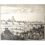 Indien. 3 Ansichten. a) "Suratta." Kupferstich. um 1700. 25,6 x 33,4 cm (Bl). knickspurig.