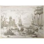 Barrière, Dominique. 1610/20 Marseille-1678 Rom Einschiffung des Odysseus. Nach Claude Lorrain.