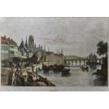 Frankfurt am Main. Sieben Ansichten. a) "Francfort." Kolorierter Kupferstich um 1800. 10,1 x 15,4 cm