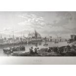 Köln. Vier Ansichten. a) "Cologne. Rhine". Getönte Lithographie. Hullmandel 1838. 39 x 23,5 cm (Pl),