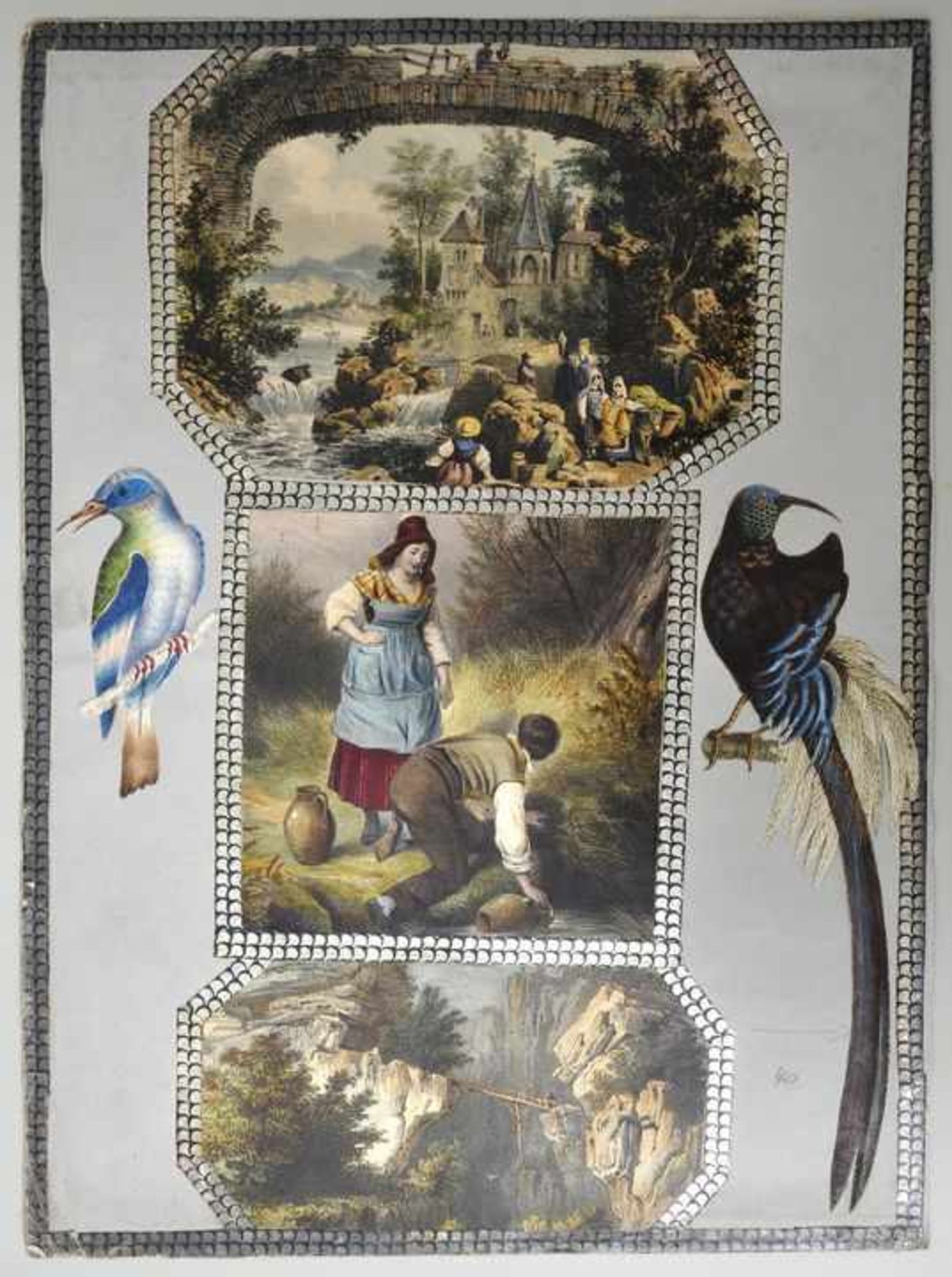 Albumblätter. Um 1840. Sieben aufwendig beidseitig gestaltete Albumblätter mit zahlreichen, - Bild 2 aus 4