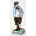 Miniaturfigur Bauer mit Sack, Ludwigsburg, 18. Jh. Porzellan, polychrom gefasst. Aus der Serie "