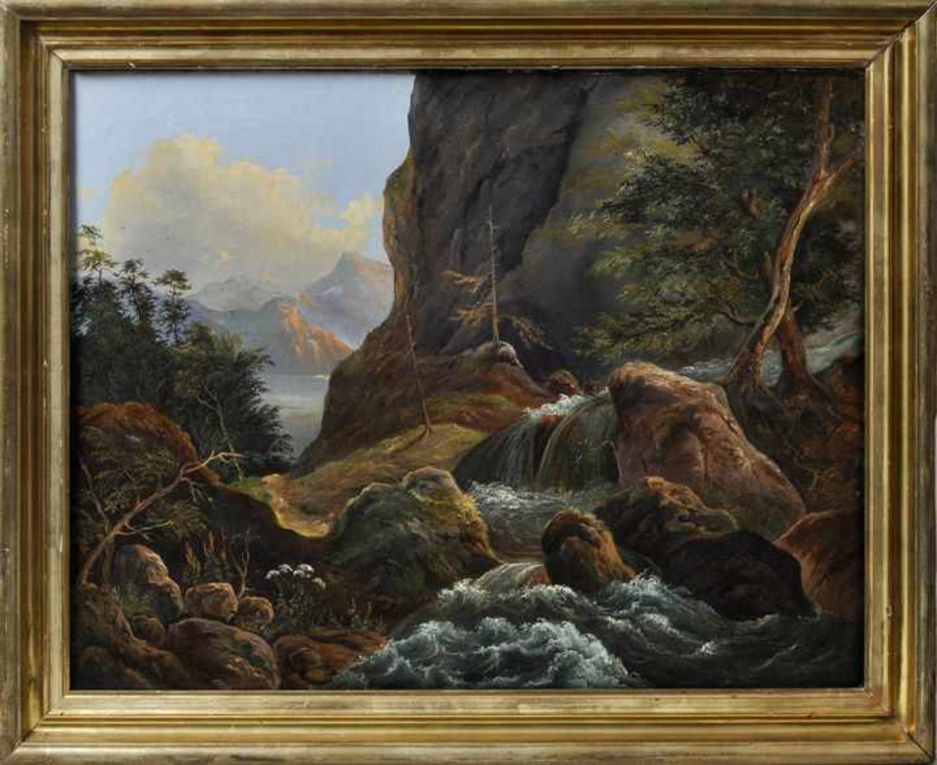 Carmienke (Carmiencke), Hermann. 1810 Hamburg-1867 Brooklyn(Nordamerika) Gebirgslandschaft. 1850. Öl - Bild 2 aus 2