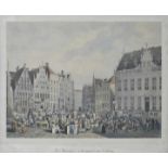 Bremen, Marktplatz. Eine Ansicht "Der Marktplatz zu Bremen mit dem Schütting. Farblithographie v. C.