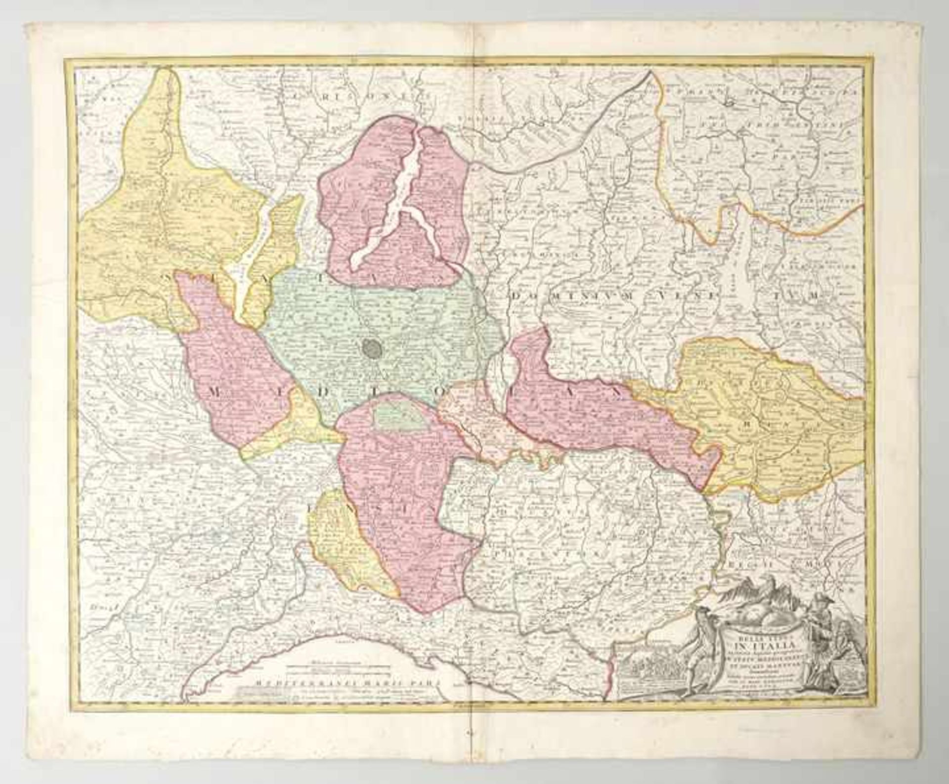 Karte von Oberitalien, ca. 1720 "Belli Typus in Italia victricis Aquilae progressus in Statu
