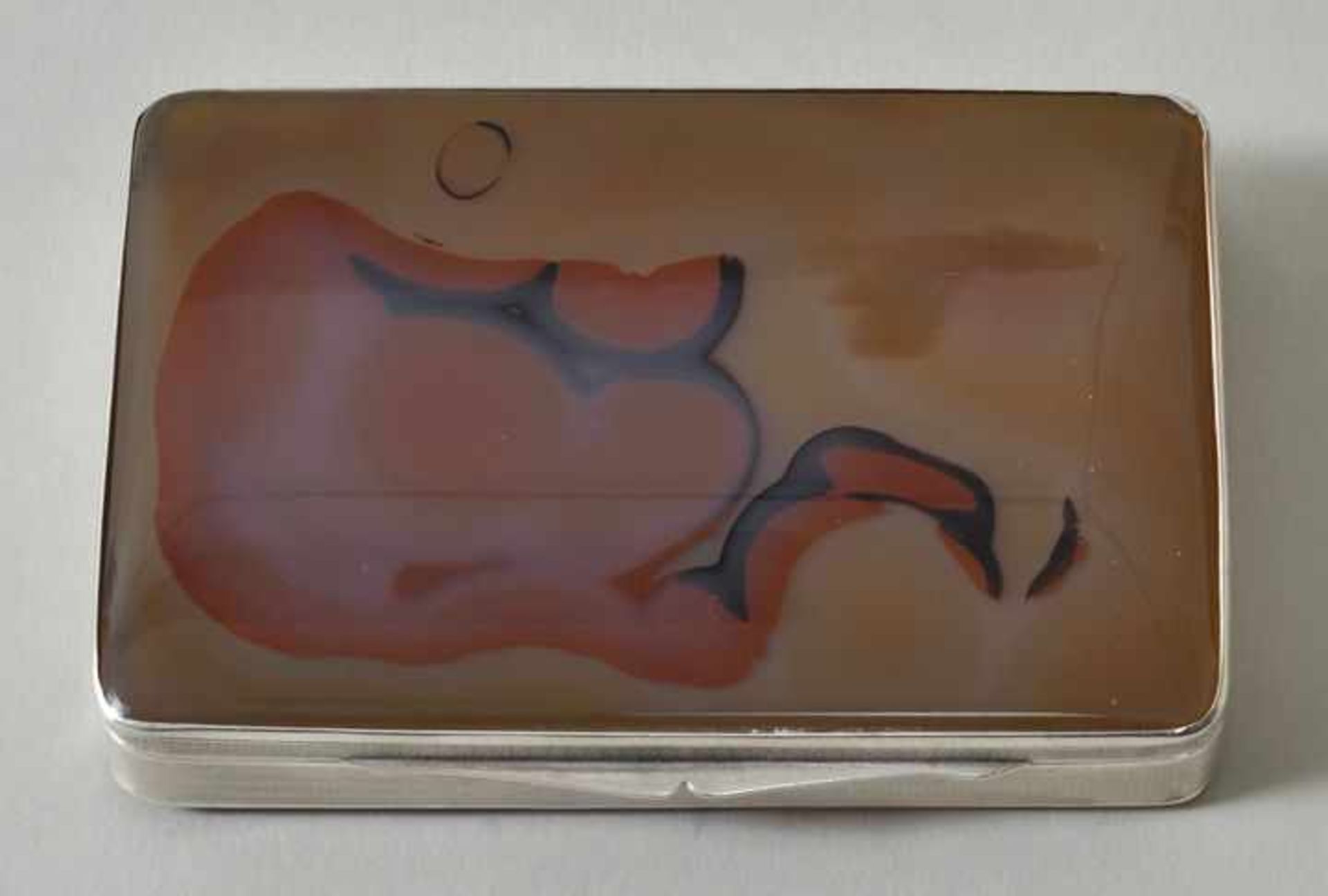 Tabatiere, 20. Jh. Achat/ Silber 925, guillochiert. Feingehaltsstempel. 1,7 x 8 x 5 cm, G. ca. 83 g