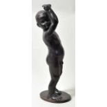 Weber, Eduard. 1865 Magdeburg-ca. 1940 Knabe. Bronze, schwarz patiniert, auf der runden Sockelplatte