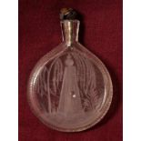 Schnupftabakfläschchen, wohl Böhmen, 1. H. 19. Jh. Plattflasche, farbloses Glas mit schöner