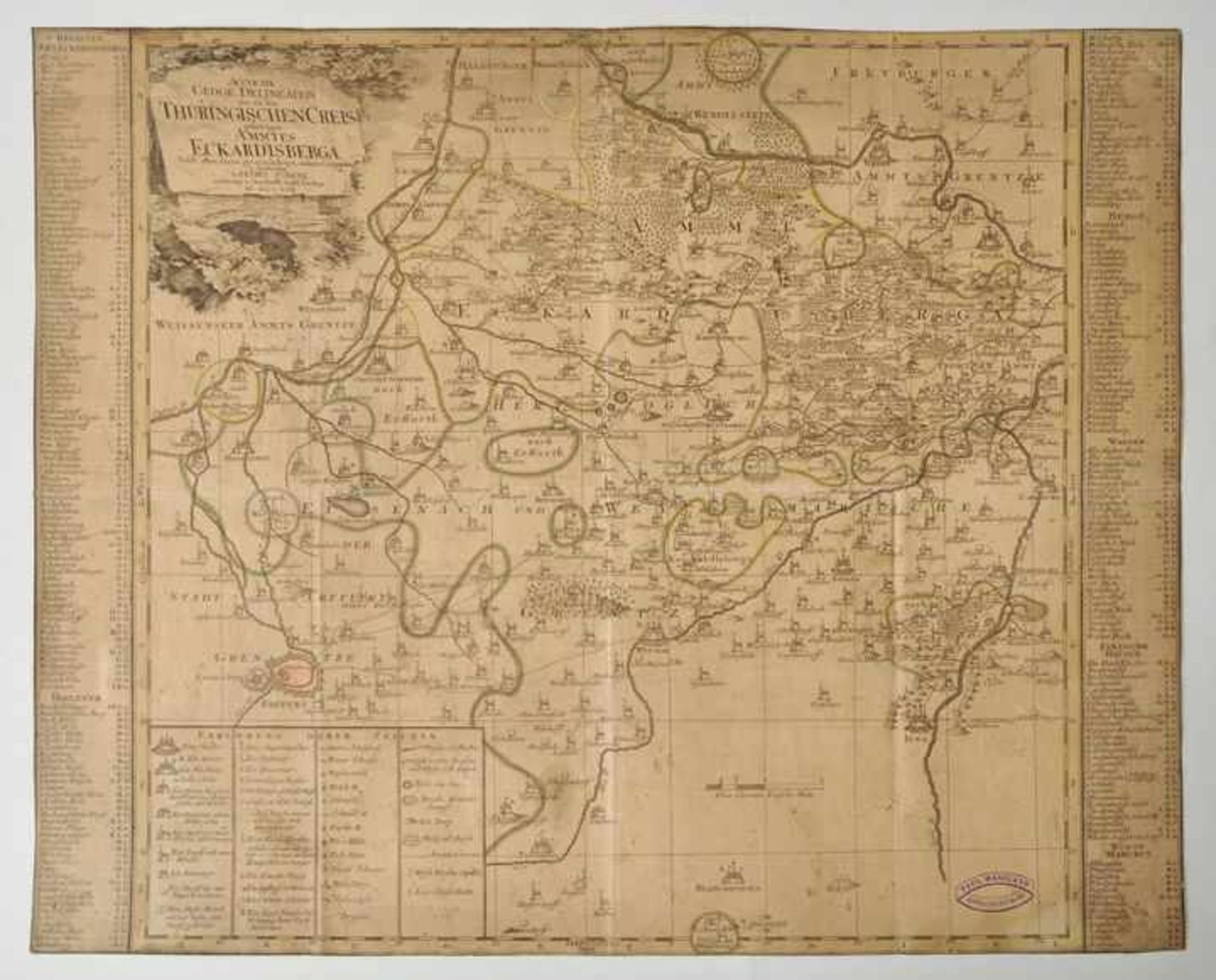Karte des Amtes Eckardtsberga in Thüringen, 1752 "Accurate Geogr. Delineation des zu dem