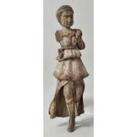 Weibliche Figur, mitteldeutsch, 15. Jh. Fragment. Laubholz, vollplastisch geschnitzt, Reste