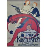 Erler, Georg. 1871-1951 Plakat "Karnevalistisches Presse-und Künstlerfest [Dresden] 6. 2. 1912".