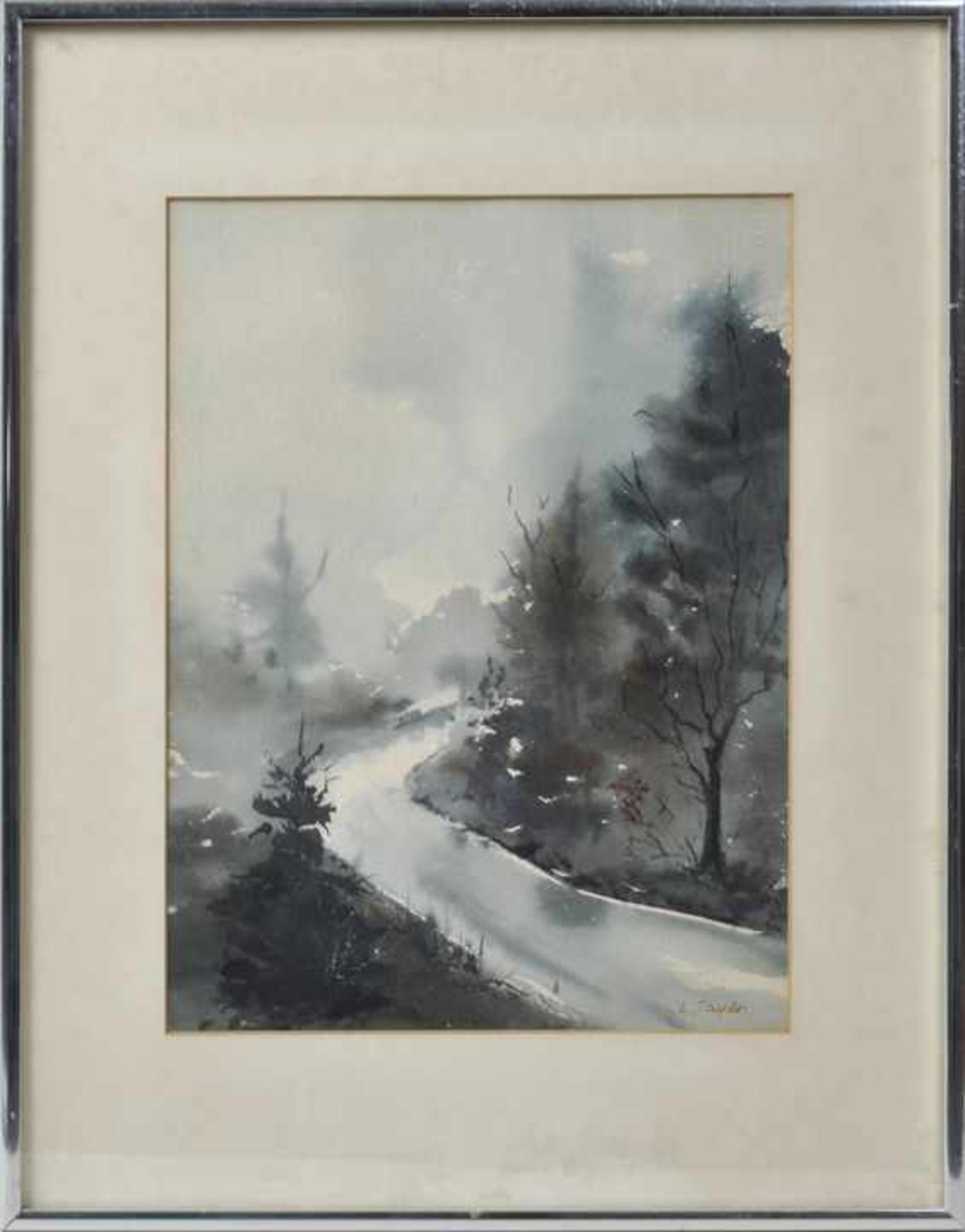 Taylor, Lucy. Tätig Long Island/ N.Y. Landschaft im Nebelregen. Aquarell, re. u. sign. 35 x 26,5 - Bild 2 aus 2