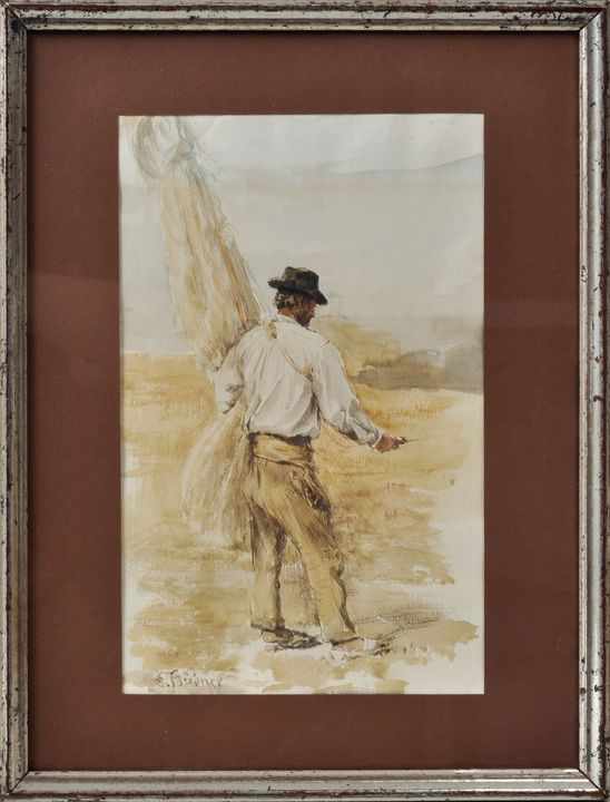 Hübner, Eduard. 1842 Dresden-1924 Karlsruhe "Seiler in Viareggio". Aquarell, li. u. sign. Auf - Bild 2 aus 3