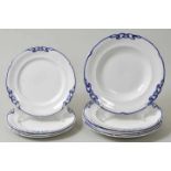 Neun Teller, Dresden, Villeroy & Boch, 1. Drittel 20. Jh. Steingut, Modell Pommern. Jugendstildekor: