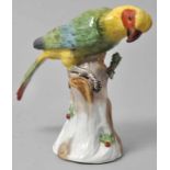Papagei auf Stamm, Freital-Potschappel, 2. H. 20. Jh. Porzellan, polychrome Staffierung in