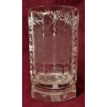 Fußbecher/ Vase, Böhmen, 2. H. 19. Jh. Kristallglas, Wandung achtseitig facettiert, massiver,