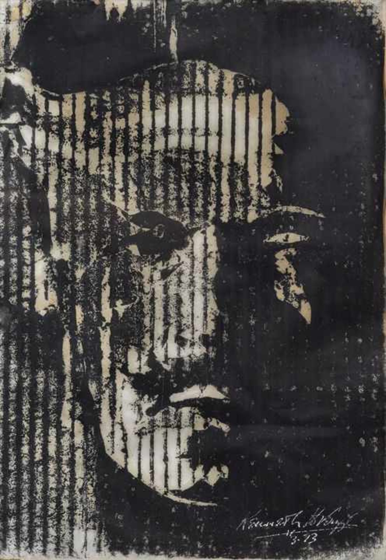 Verzyl, Kenneth H. "Pallikary" (Bildnis). 1973. Siebdruck, sign., dat. "11-3-73". 32,5 x 23 cm.