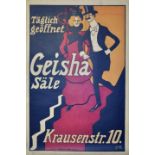 Christophe, Franz. 1875-1946 Plakat "Geisha Säle, Krausenstr. 10 [Berlin]". Ca. 1910.