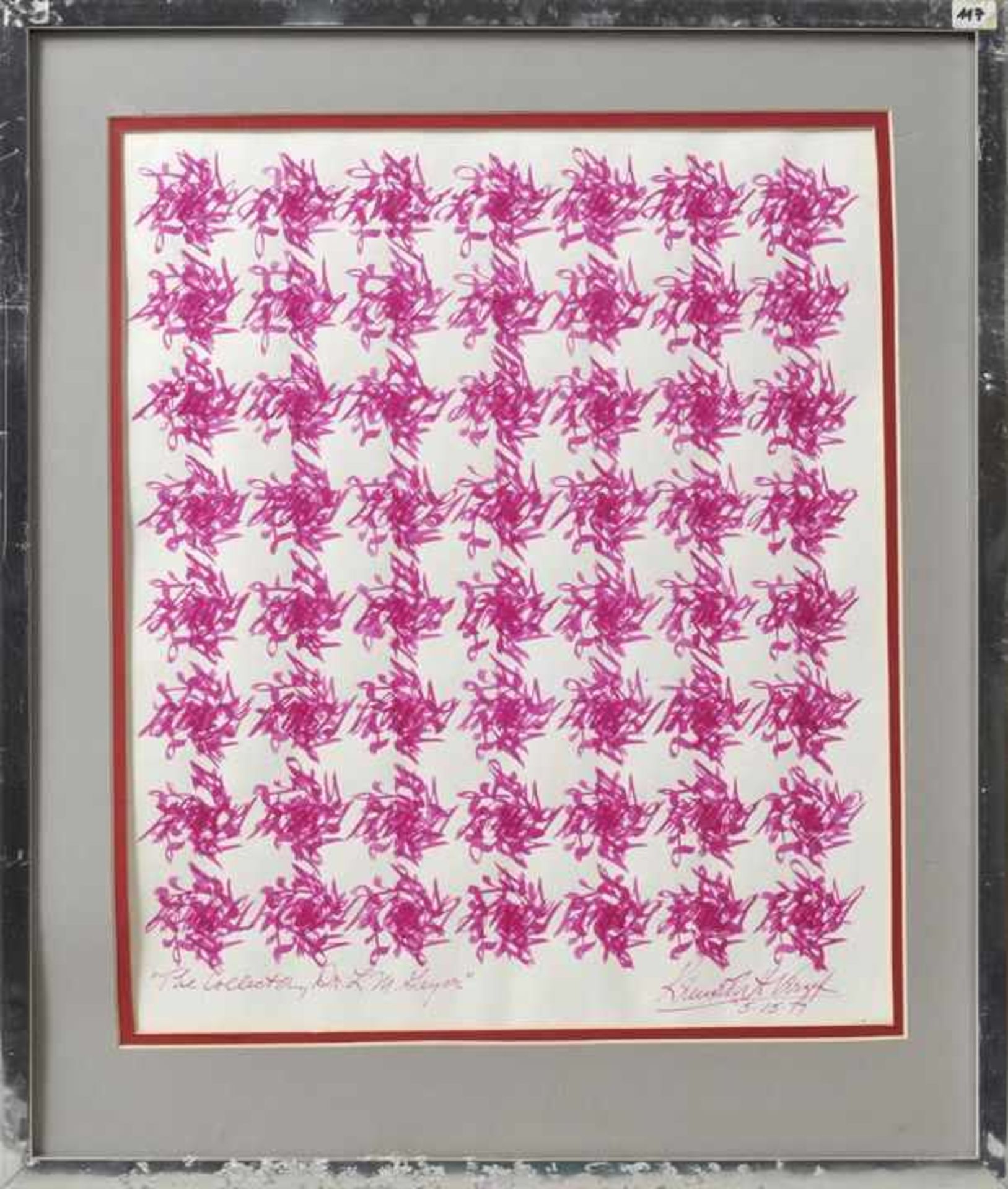 Verzyl, Kenneth H. Abstrakte Komposition. 1977. Tuschfeder in Pink, sign., dat. "5-15-77", bez. "The - Bild 2 aus 4