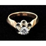 Ring mit Brillant-Solitär, 20. Jh.Fassung Gg 583, besetzt mit Brillant von ca. 0,5 ct. in a-jour-