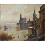 Poeschmann, Rudolf. 1878 Plauen - 1954 DresdenBlick auf den Theaterplatz zu Dresden vom Standpunkt